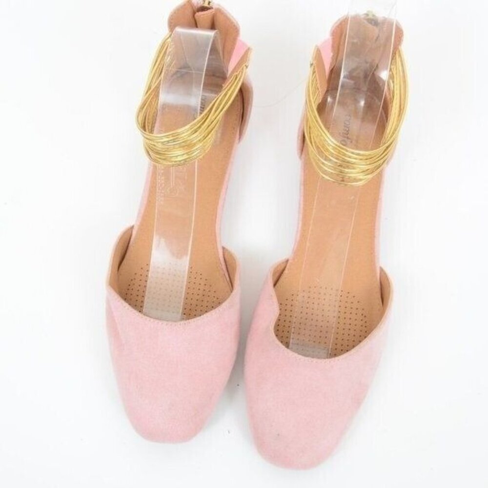 Comfortview Aylin Womens 9 Ballet Pink Gold Anklet Feminine Fairy Flats Shoes - Picture 3 of 7